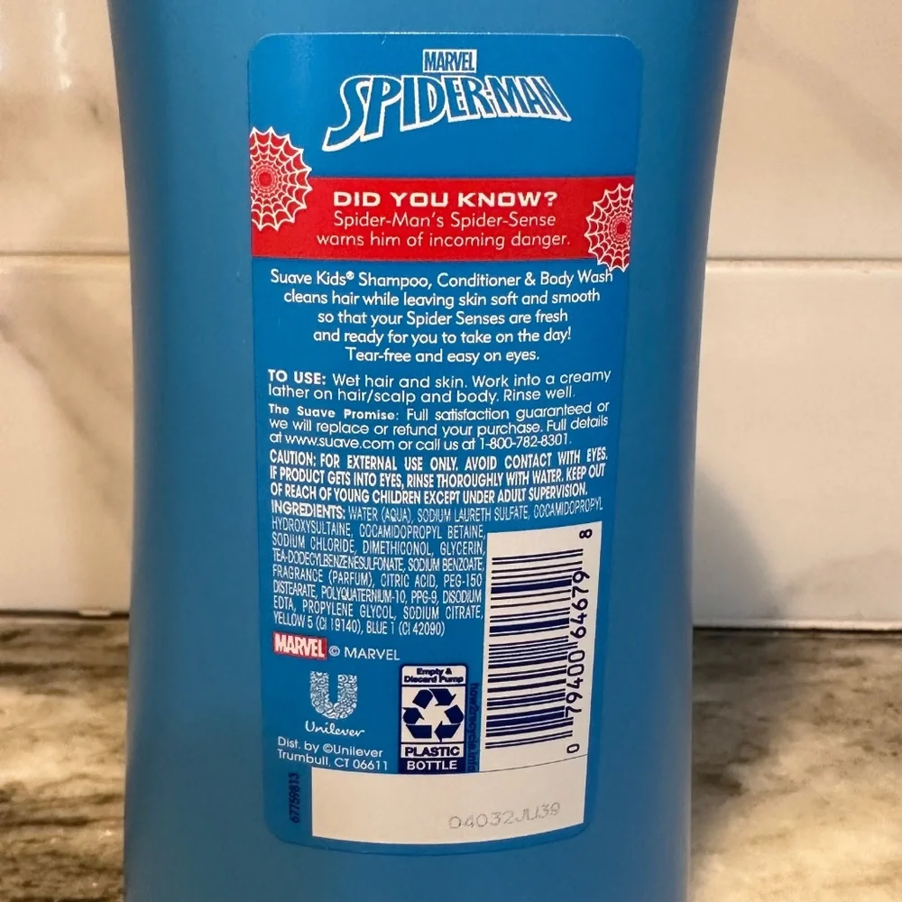 Suave Kids SPIDER-MAN 3 in 1 Shampoo Conditioner Body Wash Spider Sense 28oz NEW